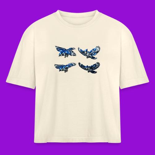 Silver Blue Jay Flight Stages - Women's Heavyweight Cropped T-Shirt