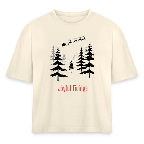 Joyful Tidings Christmas T-Shirt - Women's Heavyweight Cropped T-Shirt