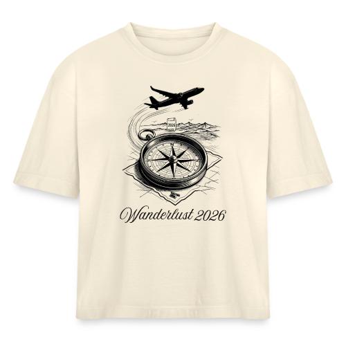Wanderlust 2026 T-Shirt | Minimalist Travel Plane - Women's Heavyweight Cropped T-Shirt
