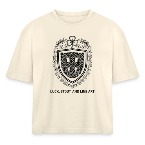 Celtic Knot T-Shirt, Symmetrical Shield - Women's Heavyweight Cropped T-Shirt