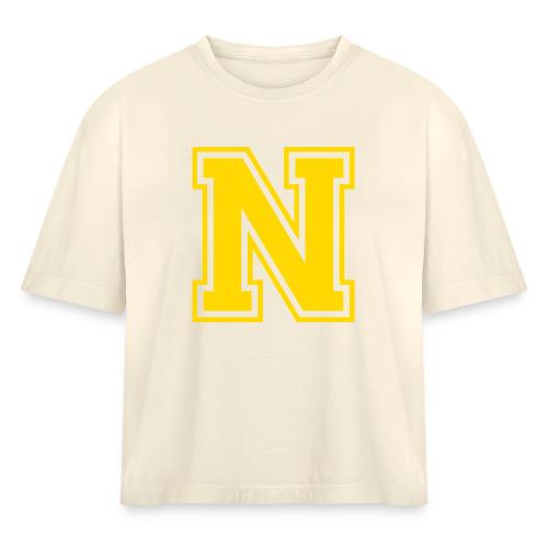 Letter N – Capital Athletic Alphabet Monogram - Women's Heavyweight Cropped T-Shirt