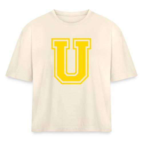 Letter U – Capital Athletic Alphabet Monogram - Women's Heavyweight Cropped T-Shirt