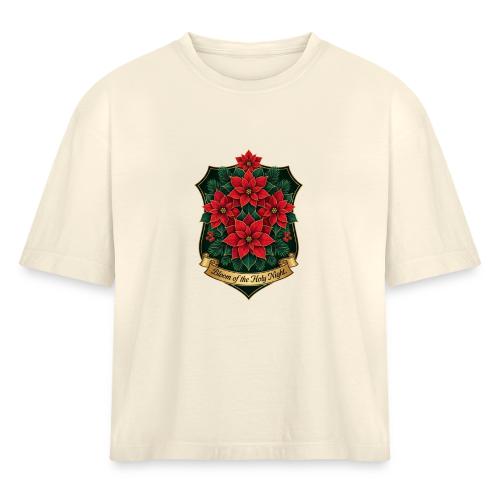 Poinsettia Crest T-Shirt - Women's Heavyweight Cropped T-Shirt