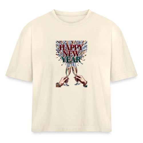 Toasting Hands T-Shirt Confetti Shower Premium - Women's Heavyweight Cropped T-Shirt