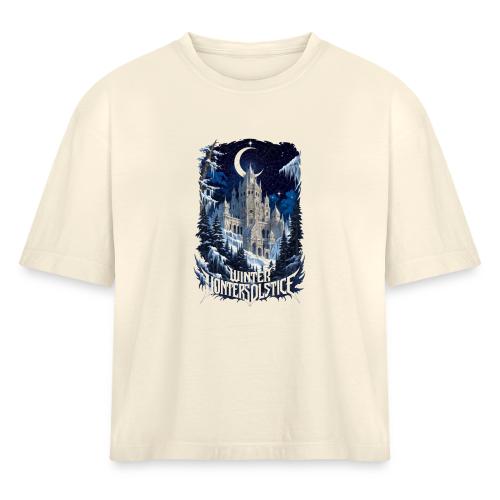 Celestial Winter Temple T-Shirt - Women's Heavyweight Cropped T-Shirt