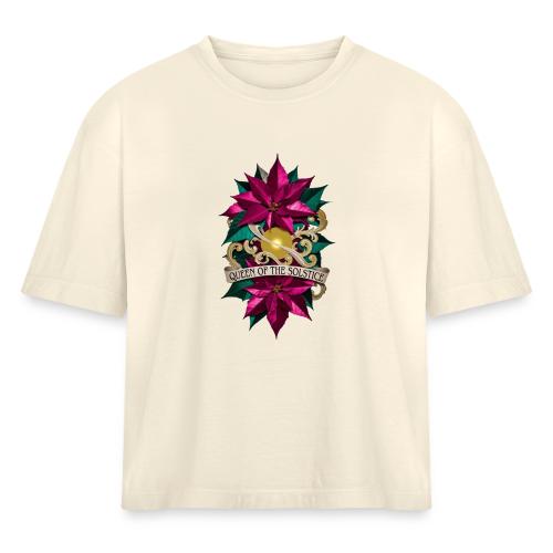Queen of the Solstice Poinsettia T-Shirt - Women's Heavyweight Cropped T-Shirt