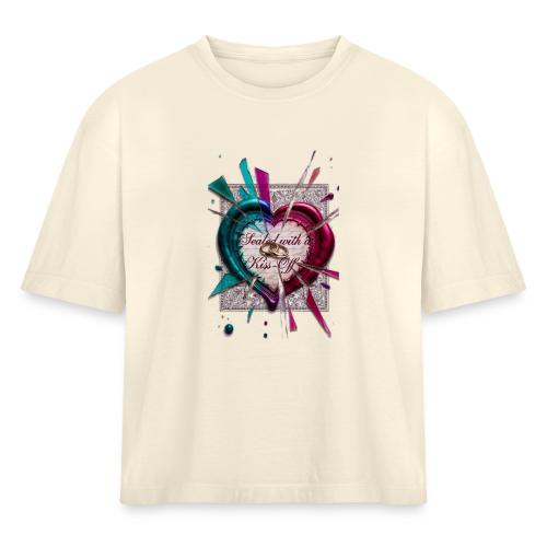 Sealed with a Kiss-Off T-Shirt - Women's Heavyweight Cropped T-Shirt