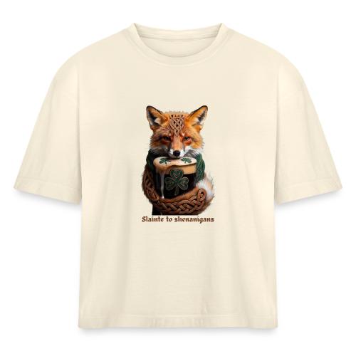 Sly Emerald Fox Toast T-Shirt - Women's Heavyweight Cropped T-Shirt