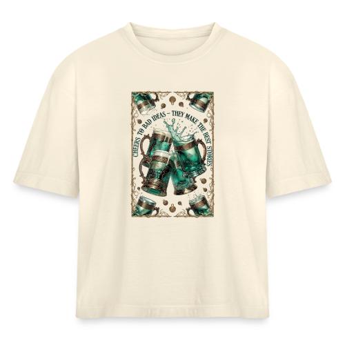 Cheers to Bad Ideas Tankards Graphic Tee - Women's Heavyweight Cropped T-Shirt