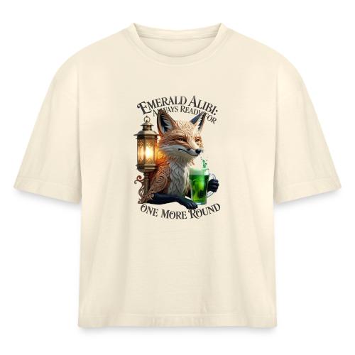 Emerald Alibi Fox Graphic Tee - Women's Heavyweight Cropped T-Shirt