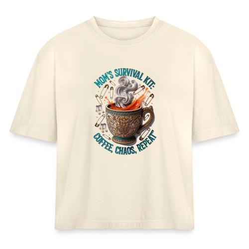 Mom's Survival Kit Tee | Coffee Chaos - Women's Heavyweight Cropped T-Shirt