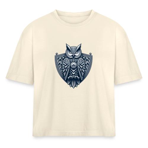 Night Watch Owl T Shirt, Sarcastic Dad Gift - Women's Heavyweight Cropped T-Shirt