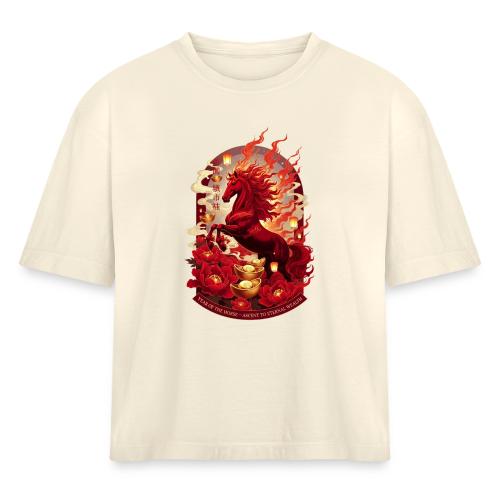 Year of the Horse Ascent T Shirt, Lunar New Year - Women's Heavyweight Cropped T-Shirt