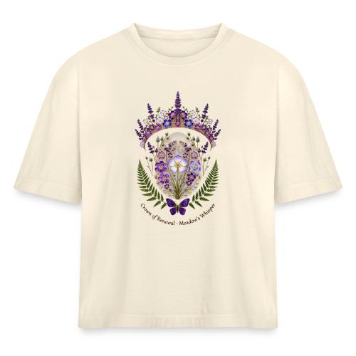 Spring Meadow Crown Tee, Cottagecore Renewal Gift - Women's Heavyweight Cropped T-Shirt