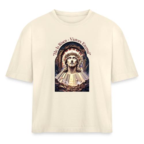 Easter He Is Risen Face of Christ T Shirt, Gift - Women's Heavyweight Cropped T-Shirt