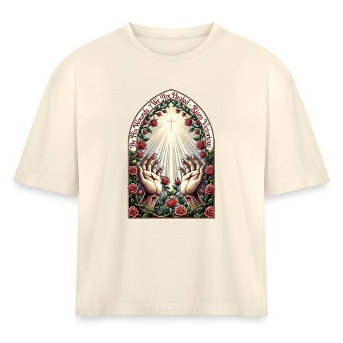 Easter By His Wounds Healed T Shirt, Renewal Gift - Women's Heavyweight Cropped T-Shirt