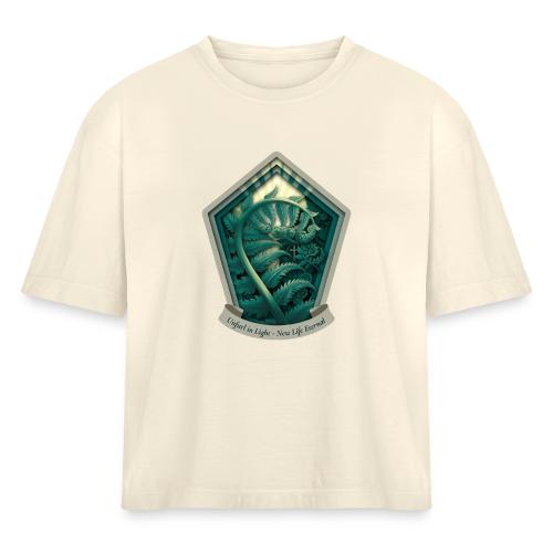 Easter Unfurl in Light Fern T Shirt, Spring Gift - Women's Heavyweight Cropped T-Shirt