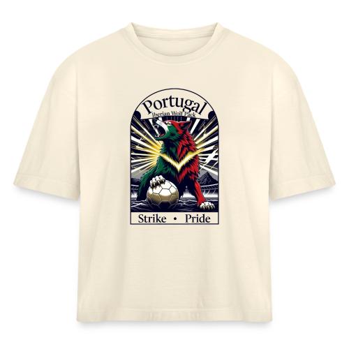 Portugal Iberian Wolf Soccer T Shirt, Pride Gift - Women's Heavyweight Cropped T-Shirt