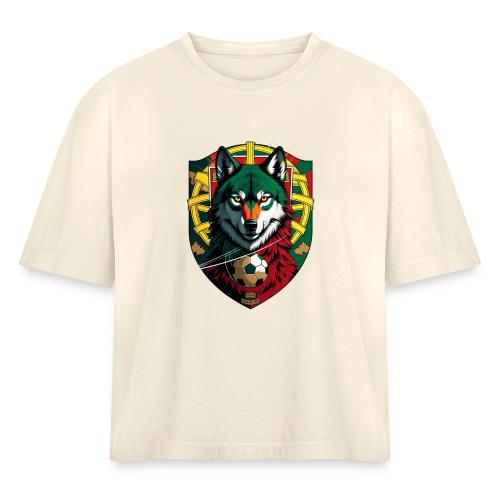 Portugal Iberian Wolf Soccer T Shirt,Football Gift - Women's Heavyweight Cropped T-Shirt