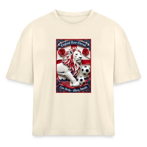 England Lion Soccer T Shirt, Football Pride Gift - Women's Heavyweight Cropped T-Shirt