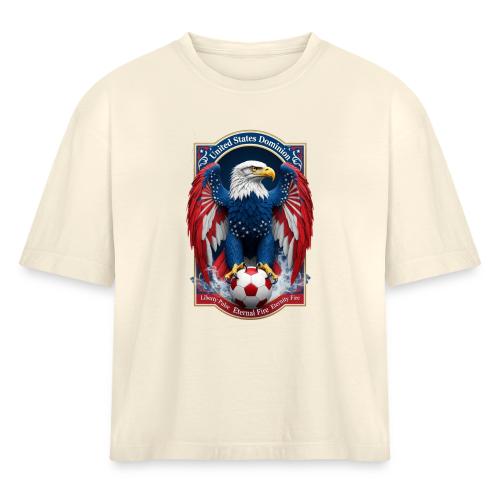 USA Eagle Emblem T Shirt, USA Soccer Pride Gift - Women's Heavyweight Cropped T-Shirt