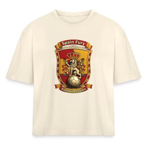 Spain Lion Fury T-Shirt, Spanish Crest Gift - Women's Heavyweight Cropped T-Shirt
