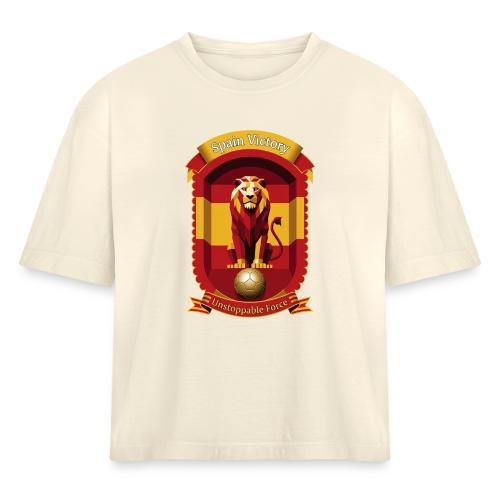 Spain Lion Victory T-Shirt, Flag Pride Crest Gift - Women's Heavyweight Cropped T-Shirt