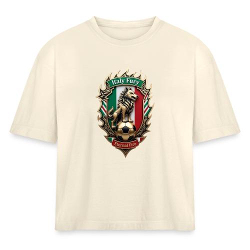 Italy Wolf Fury T-Shirt, Italian Flag Pride Gift - Women's Heavyweight Cropped T-Shirt