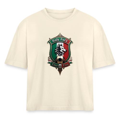 Italy heritage Wolf Fury Tee, Pride Badge Gift - Women's Heavyweight Cropped T-Shirt
