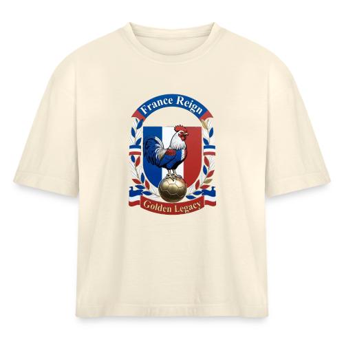 France Rooster Reign T-Shirt, Tricolore Pride Gift - Women's Heavyweight Cropped T-Shirt