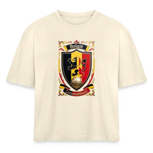 Belgium Lion Crest T-Shirt, Belgian Flag Gift - Women's Heavyweight Cropped T-Shirt
