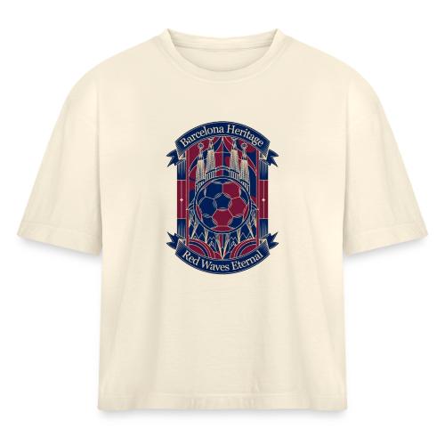 Barcelona Red Heritage T Shirt, Barsa fan Gift - Women's Heavyweight Cropped T-Shirt