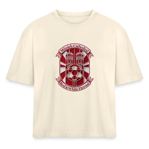 Munich Cathedral T Shirt, German Football Fan Gift - Women's Heavyweight Cropped T-Shirt