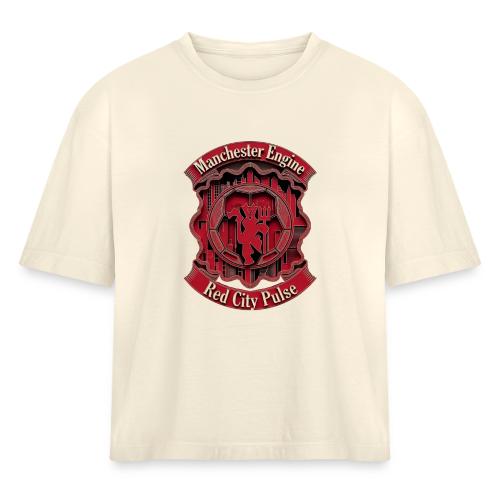 Red Manchester T Shirt, Red Soccer City Pride Gift - Women's Heavyweight Cropped T-Shirt