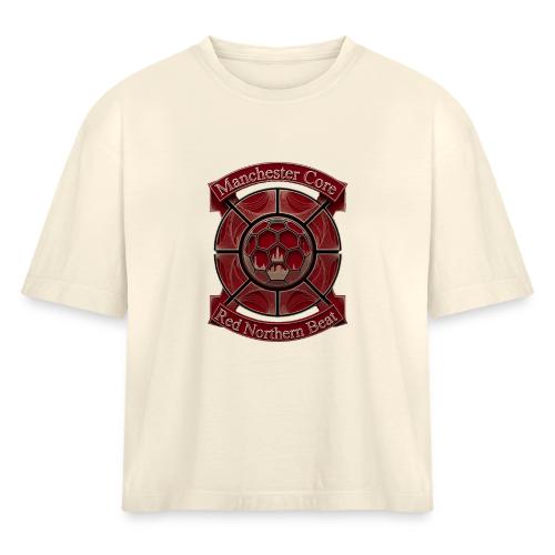 Manchester Is Red T Shirt, Soccer City Pride Gift - Women's Heavyweight Cropped T-Shirt
