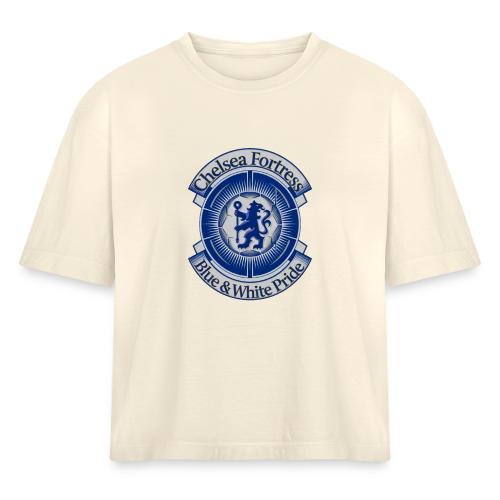 Chelsea Fortress T Shirt, Soccer City Pride Gift - Women's Heavyweight Cropped T-Shirt