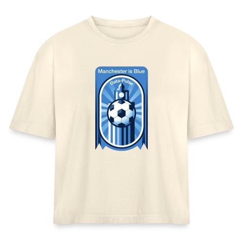 Manchester is Blue Soccer City T Shirt, Apparel - Women's Heavyweight Cropped T-Shirt