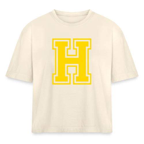 Letter H – Capital Athletic Alphabet Monogram - Women's Heavyweight Cropped T-Shirt