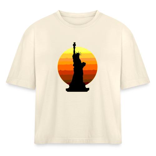 USA: Golden Horizon Liberty - Women's Heavyweight Cropped T-Shirt