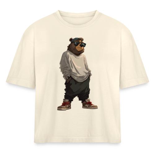 Urban Streetwear Bear Cool Apparel Design - Women's Heavyweight Cropped T-Shirt