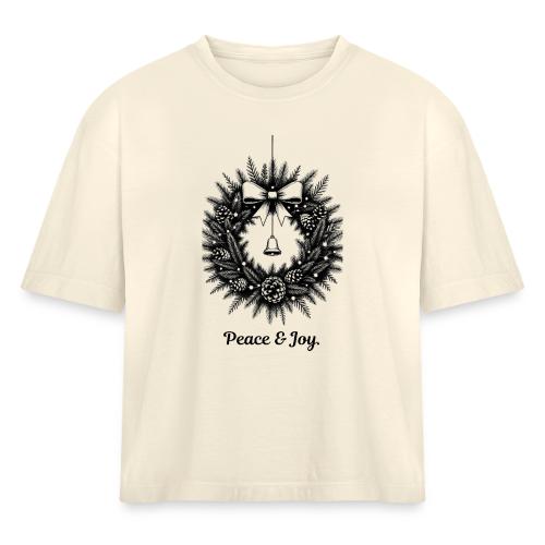 Peace & Joy T-Shirt | Minimalist Elegant Christmas - Women's Heavyweight Cropped T-Shirt