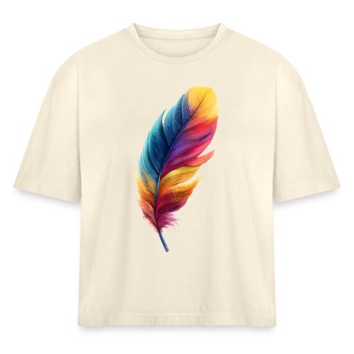 Rainbow Flight Feather - Women's Heavyweight Cropped T-Shirt