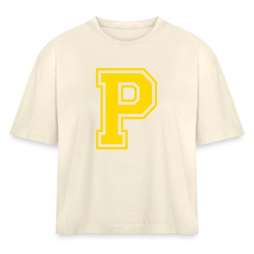 Letter P – Capital Athletic Alphabet Monogram - Women's Heavyweight Cropped T-Shirt