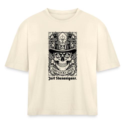 Salty Shamrock Skull T-Shirt - Women's Heavyweight Cropped T-Shirt