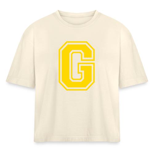 Letter G – Capital Athletic Alphabet Monogram - Women's Heavyweight Cropped T-Shirt
