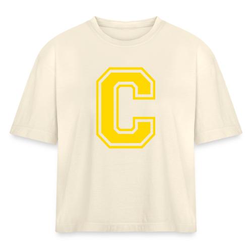 Letter C – Capital Athletic Alphabet Monogram - Women's Heavyweight Cropped T-Shirt