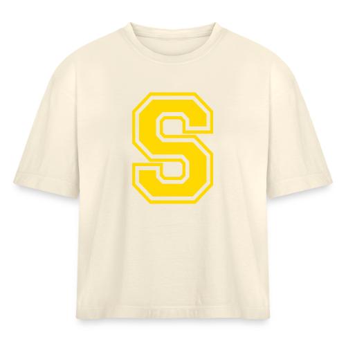 Letter S – Capital Athletic Alphabet Monogram - Women's Heavyweight Cropped T-Shirt