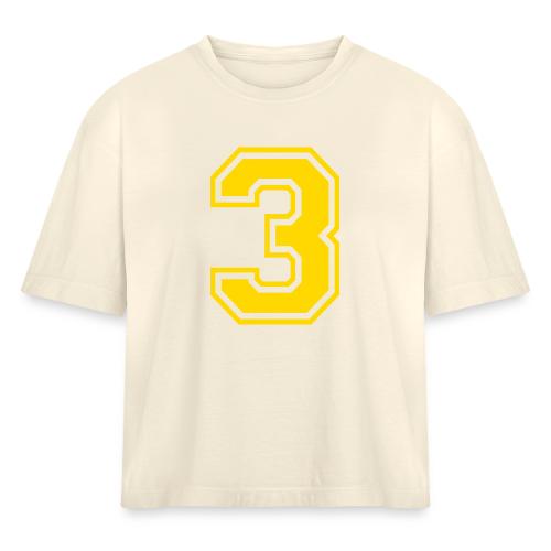 Number 3 in a classic athletic collegiate font - Women's Heavyweight Cropped T-Shirt