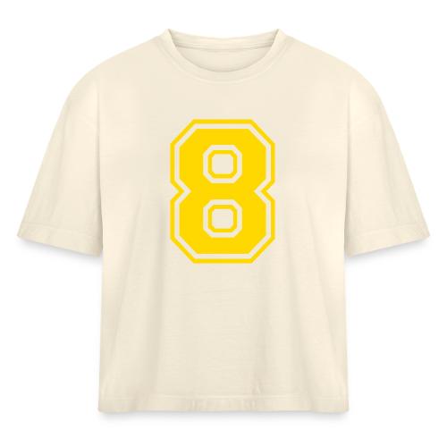 Number 8 in a classic athletic collegiate font - Women's Heavyweight Cropped T-Shirt