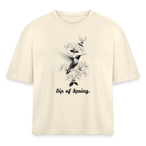 Hummingbird T-Shirt, Honeysuckle Vine - Women's Heavyweight Cropped T-Shirt
